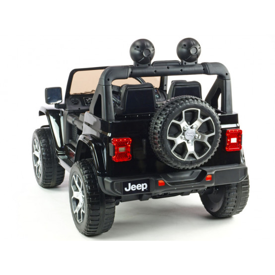 Dvoumístný teréňák Jeep Wrangler Rubicon 4x4 s 2.4G ovladačem, EVA koly a bluetooth, ČERNÝ LAKOVANÝ